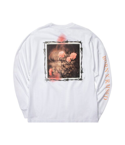 Born x Raised Barbed Wire Long Sleeve – White